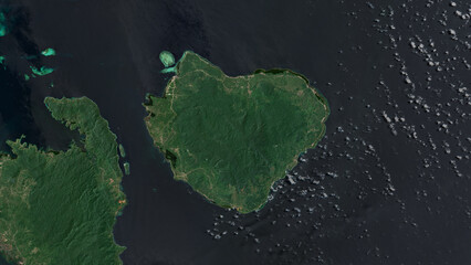 Wawonii Island. Indonesia. Satellite, September 9, 2019