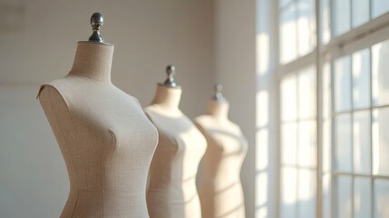 Close-Up of Dress Forms in Bright Studio