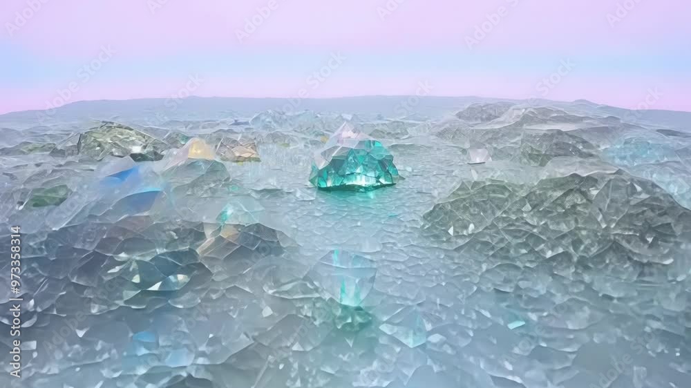 Poster mesmerizing 3d illustration captures a serene landscape of low poly hills and mountains under a clea