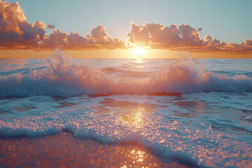 Fototapeta premium The repetitive hum of distant waves, providing a serene and calming background. Concept of ocean rhythm and relaxation.