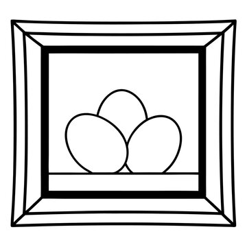 recommend clip art: frame with eggs outline coloring book page line art drawing
