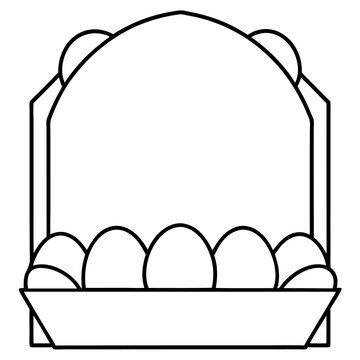 recommend clip art: frame with eggs outline coloring book page line art drawing