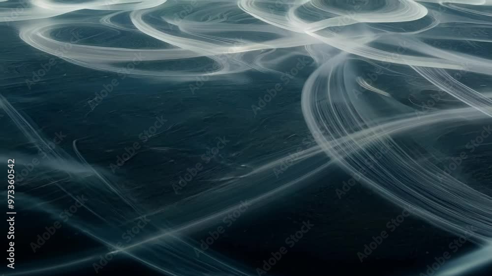 Poster Long exposure photograph capturing the movement of light, creating a dynamic and abstract composition of white trails against a dark background