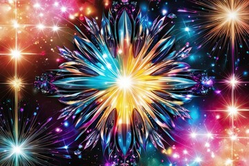 Fototapeta premium Vibrant Shimmering Jewel Tapestry Abstract Fabric Design with Dazzling Sparkle and Colorful Illumination