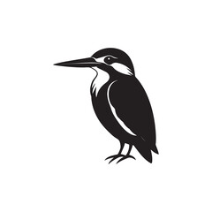 Beautiful Kingfisher Bird Art, Kingfisher Silhouette Illustration on Tree Branch, Artistic Kingfisher Bird Silhouette, Simple Kingfisher Bird Outline Illustration,Kingfisher Silhouette 