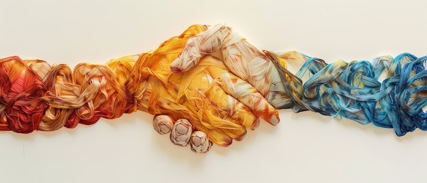 hand made of thread handshake
