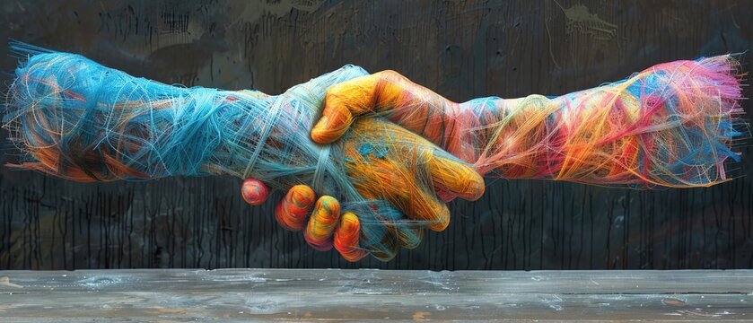 hand made of thread handshake