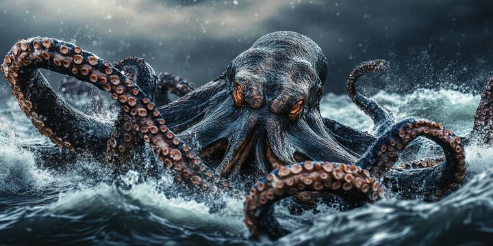 kraken in the ocean water