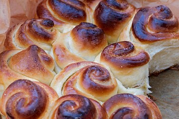 Homemade baking. buns on parchment