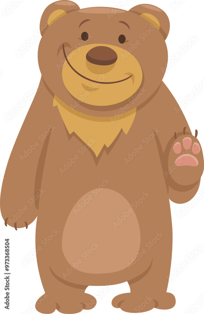 Wall mural cute cartoon brown bear wild animal character
