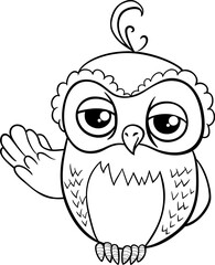 cartoon owl bird animal character coloring page