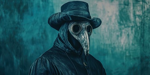 plague doctor with mask and cloak 