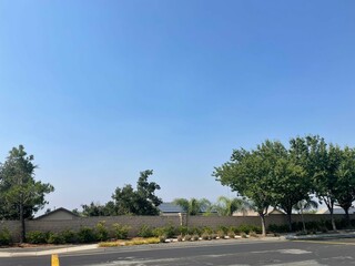 Walking path in the park, while on a brisk walk on a bright sunny cool morning