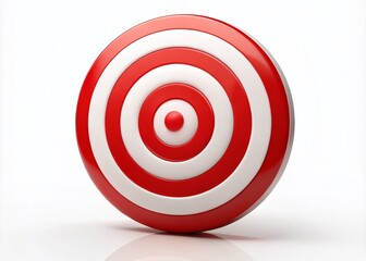 Vibrant red and white concentric circles form a precise bullseye shape, symbolizing accuracy and focus, on a clean
