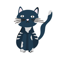 Cute Halloween cat character design. Vector illustration in flat and Doodle style for the October holiday Halloween