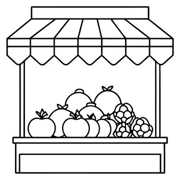 recommend clip art: fruit shop outline coloring book page line art drawing