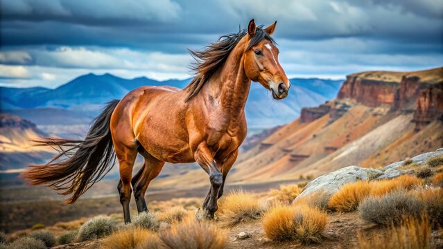 Wild horse's weathered hooves grasping rough terrain, with worn fetlocks and rusty hues, showcasing the majestic creature's rugged connection to the unforgiving natural landscape.