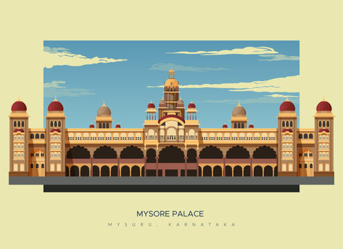 Mysore Palace - Amba Vilas Palace -Mysuru, Karnataka - Stock Illustration