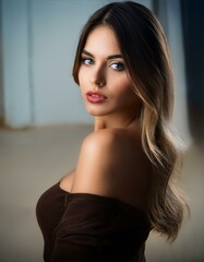 Fototapeta premium beautiful young woman portrait, AI generated