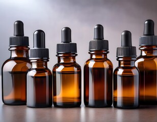 Essential oils in dark glass bottles