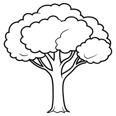 garden or forest tree outline coloring book page line art drawing