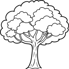 garden or forest tree outline coloring book page line art drawing