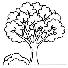 garden or forest tree outline coloring book page line art drawing