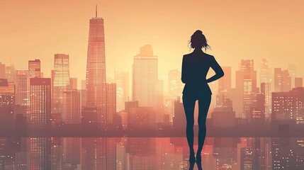 A businesswoman standing confidently in front of a skyscraper, symbolizing the endurance needed for business success