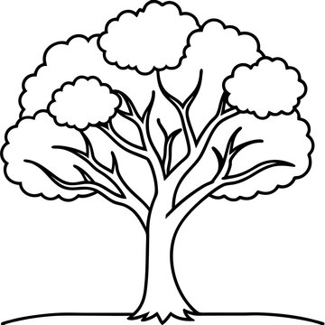 recommend clip art: garden or forest tree outline coloring book page line art drawing
