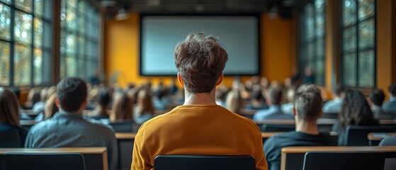 A dynamic presentation being delivered to a room full of attentive listeners, highlighting the importance of resilience and learning in business