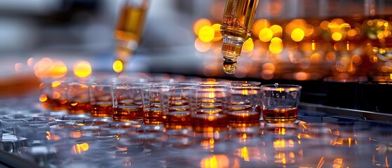 Scientific samples in microplate being prepared for research in laboratory