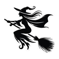 Witch Silhouette on Broomstick