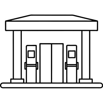 recommend clip art: gas station outline coloring book page line art drawing