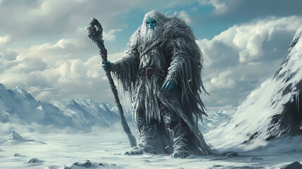 Obraz premium Ice, wraith, frosty, phantom, chilling, tundra fantasy character. Tundra. Illustration
