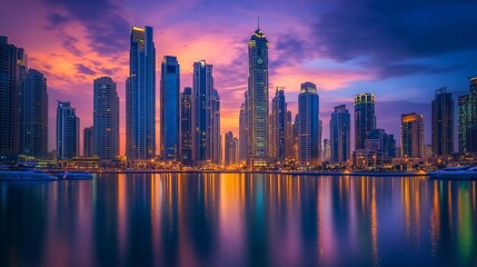 Majestic City Skyline at Dusk