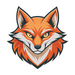 Fototapeta premium Vector Illustration of a Fierce Red Fox Head, Stylized Fox Logo Design in Vibrant Colors