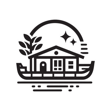 recommend clip art: Houseboat Silhouette Vector Illustration - Perfect for Nautical Designs