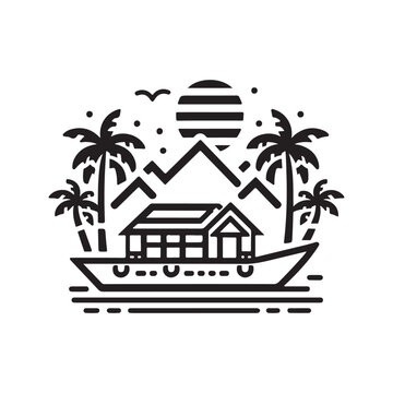 recommend clip art: Houseboat Silhouette Vector Illustration - Perfect for Nautical Designs