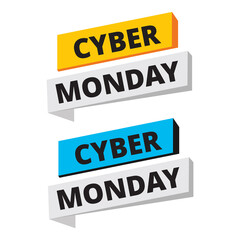 Colored cyber monday banners on white background