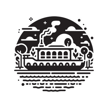 recommend clip art: Houseboat Silhouette Vector Illustration - Perfect for Nautical Designs
