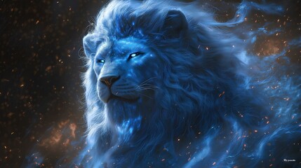 Naklejka premium Blue magic constellation Lion