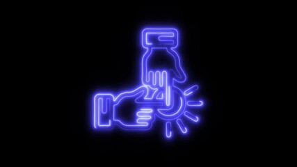 Ease Icon in Video HD Neon Animation – Simplicity and Comfort Symbol with Dynamic Glow on Black Background