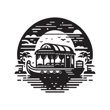 recommend clip art: Houseboat Silhouette Vector Illustration - Perfect for Nautical Designs