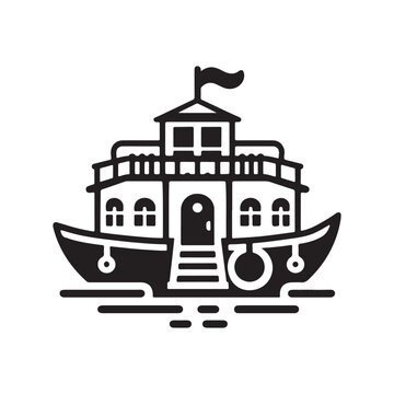 recommend clip art: Houseboat Silhouette Vector Illustration - Perfect for Nautical Designs