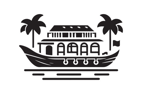 recommend clip art: Houseboat Silhouette Vector Illustration - Perfect for Nautical Designs