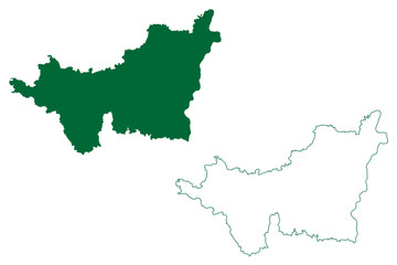 Hooghly district (West Bengal State, Republic of India) map vector illustration, scribble sketch Hooghly map