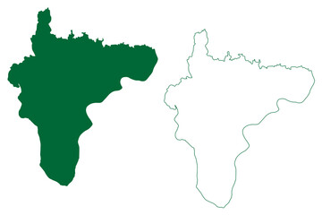 Howrah district (West Bengal State, Republic of India) map vector illustration, scribble sketch Howrah map