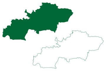 Chamarajanagar district (Karnataka State, Republic of India, Mysore Division) map vector illustration, scribble sketch Chamarajanagara map