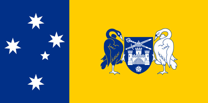 Flag of Australian Capital Territory or Federal Capital Territory (Commonwealth of Australia, ACT, FCT), vertical bicolour of blue and gold with 