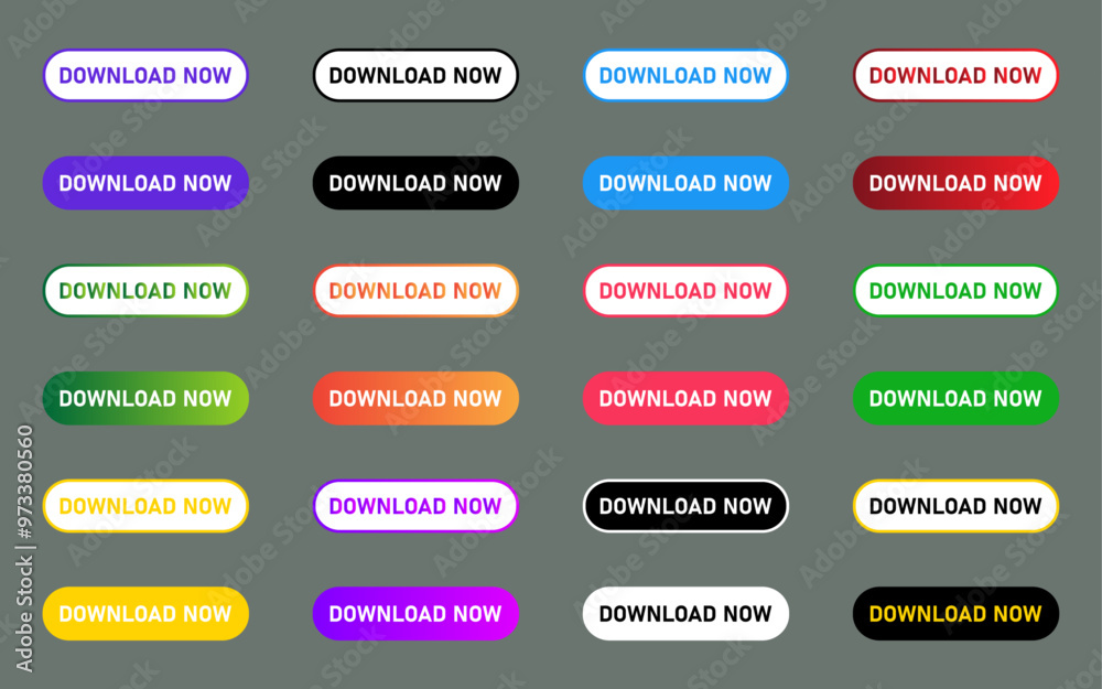 Poster download now buttons collection for website interface colorful gradient sign symbol gradient buttons